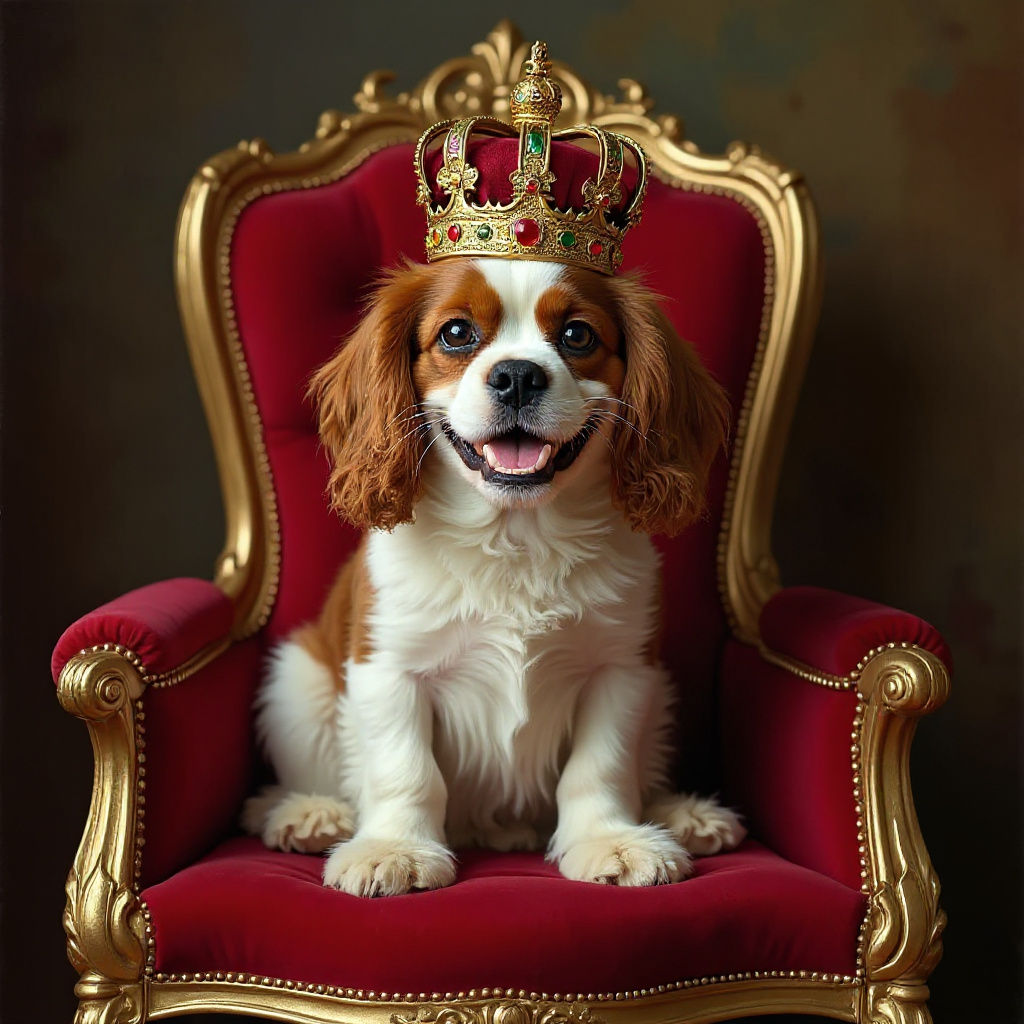 Cavalier King Charles Spaniel on Throne
