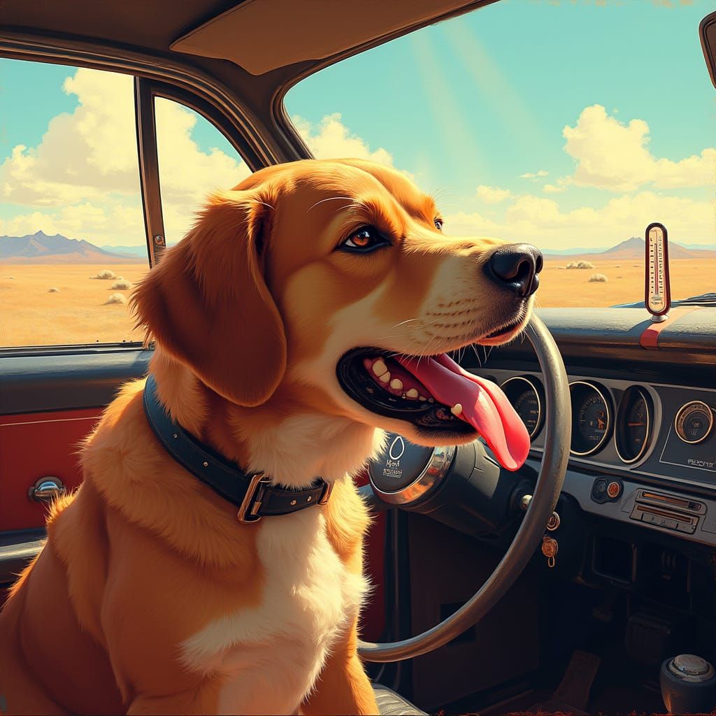 Distressed Dog in a Sweltering Car Scene