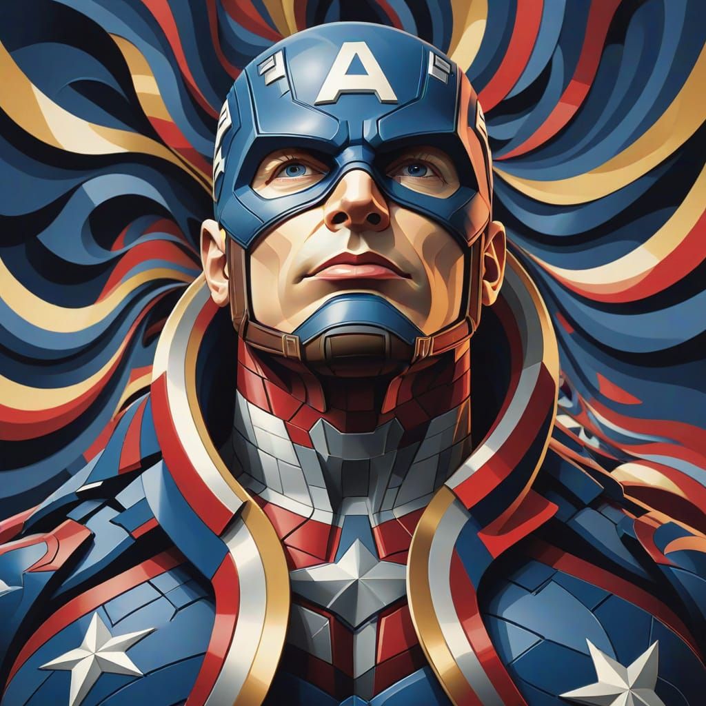 Abstract Fractal Painting of Captain America