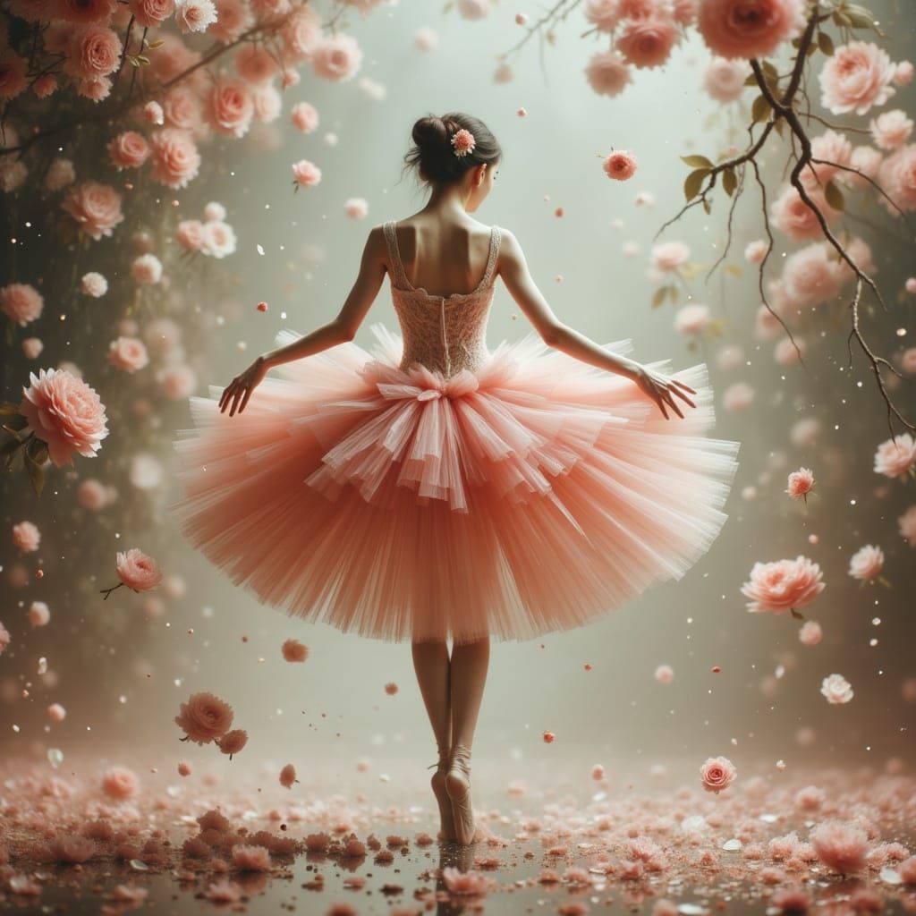 Graceful Ballerina in Floral Petal Tutu