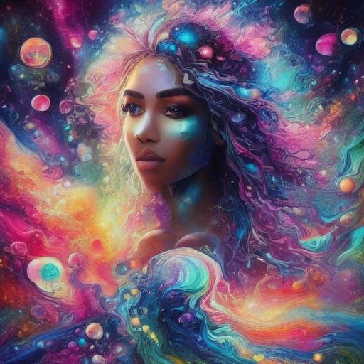 Vibrant Fantasy World with Rainbow Lights