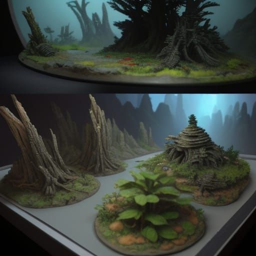 Realistic Exoplanet Diorama in Concept Art Style