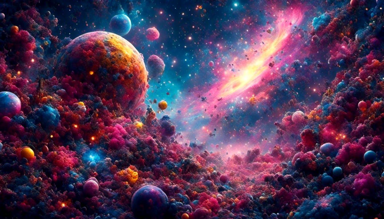 Cosmic Galactic Spacescape in Dreamy Darkness