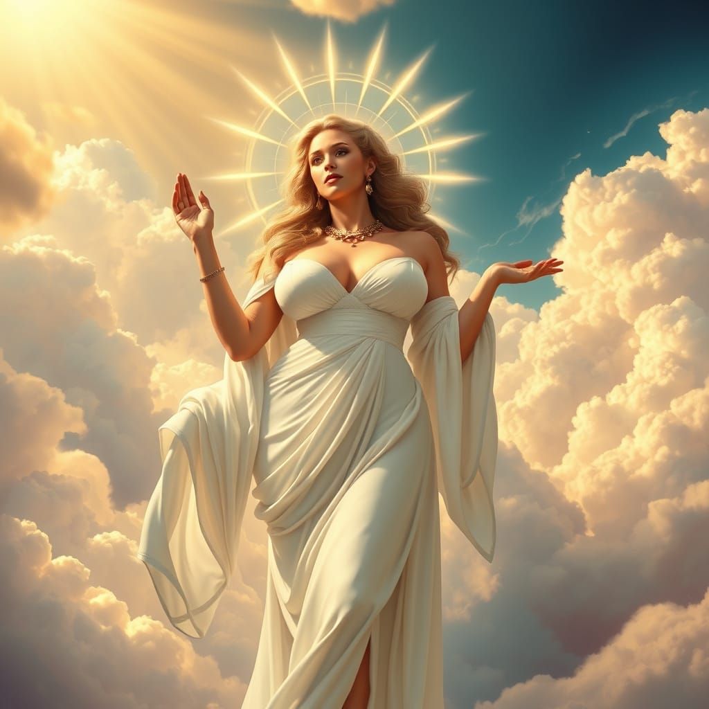 Voluptuous Goddess in a Heavenly Realm