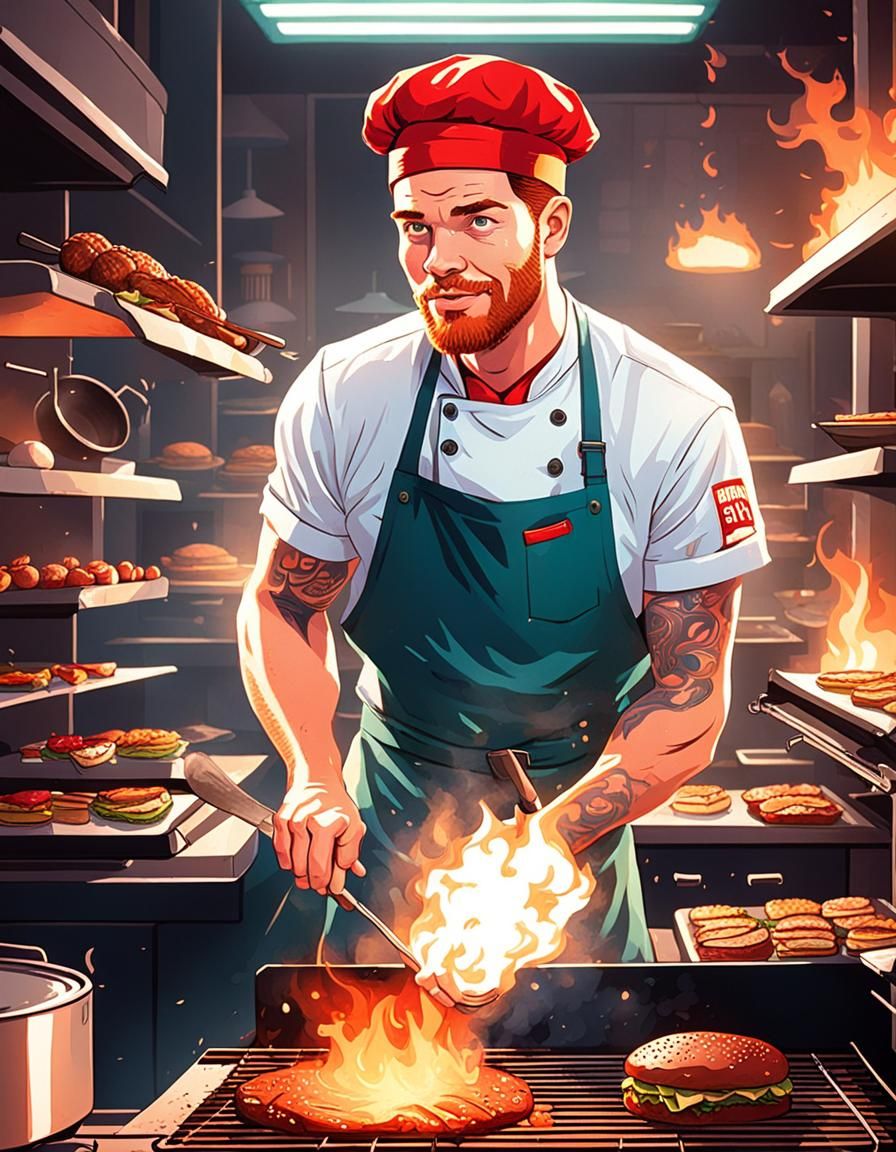 Young Chef Joby Cooking BBQ: Retro Comic Book Cover
