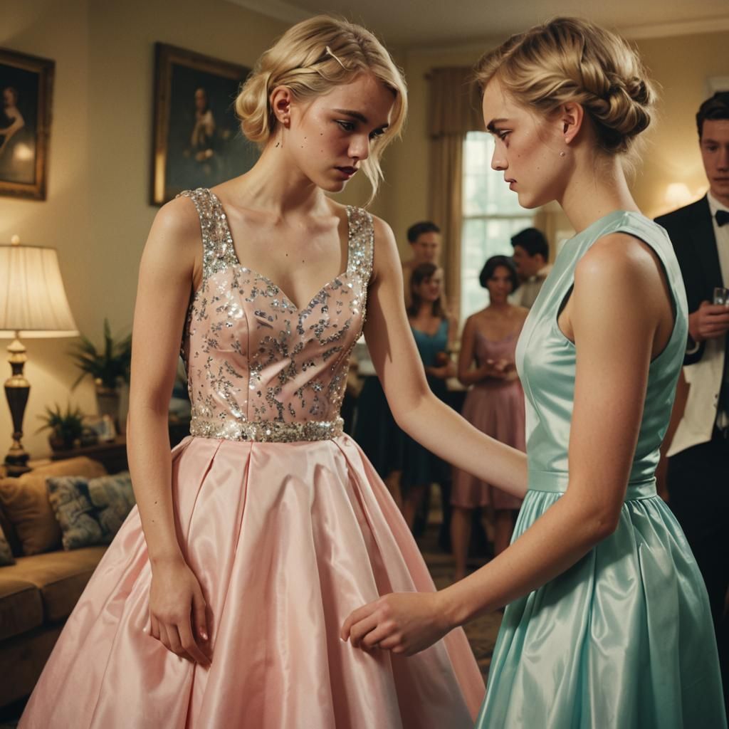 Tomboy Curtsies in Prom Dress: Cinematic Film Still