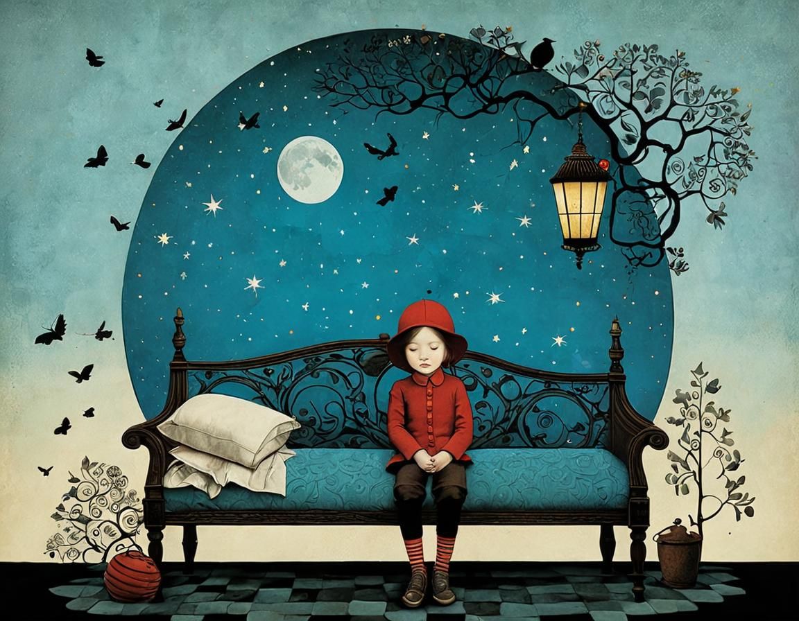 Whimsical Dreamer in Illustrative Style