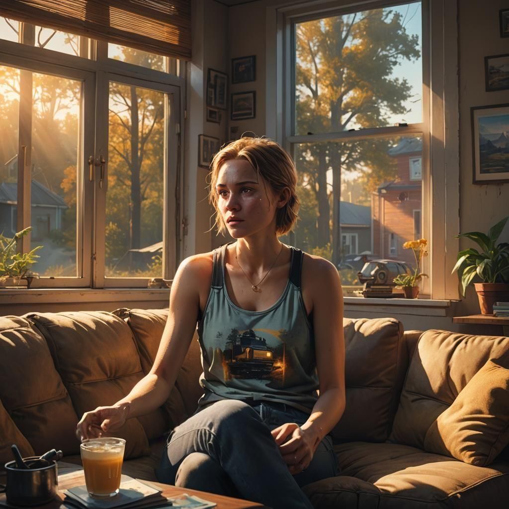 Woman on Couch: Digital Matte Painting