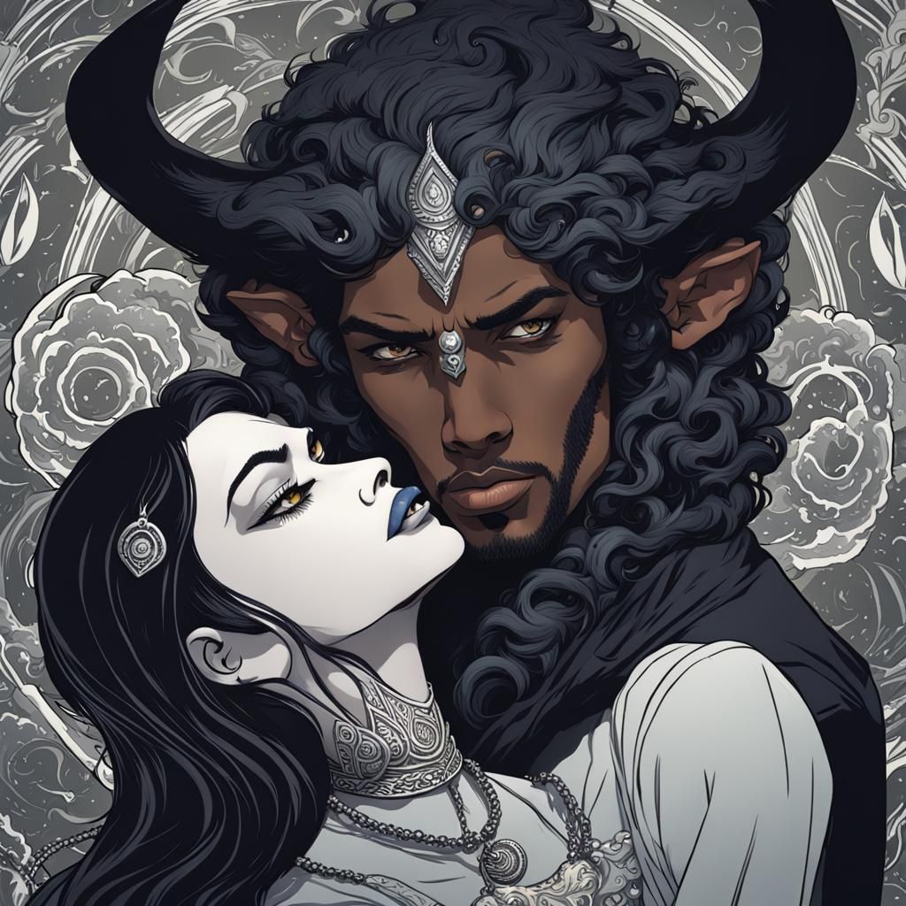 Dark Sorceress Entrancing Victim with Hypnotic Gaze