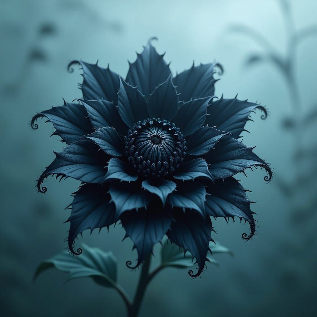 Ominous Flower with Biomechanical Details in Surreal Style