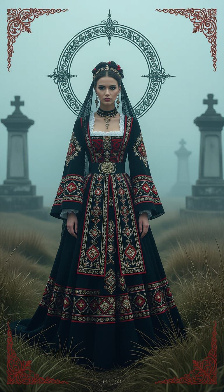 Italian Folk Costume in a Surreal Landscape