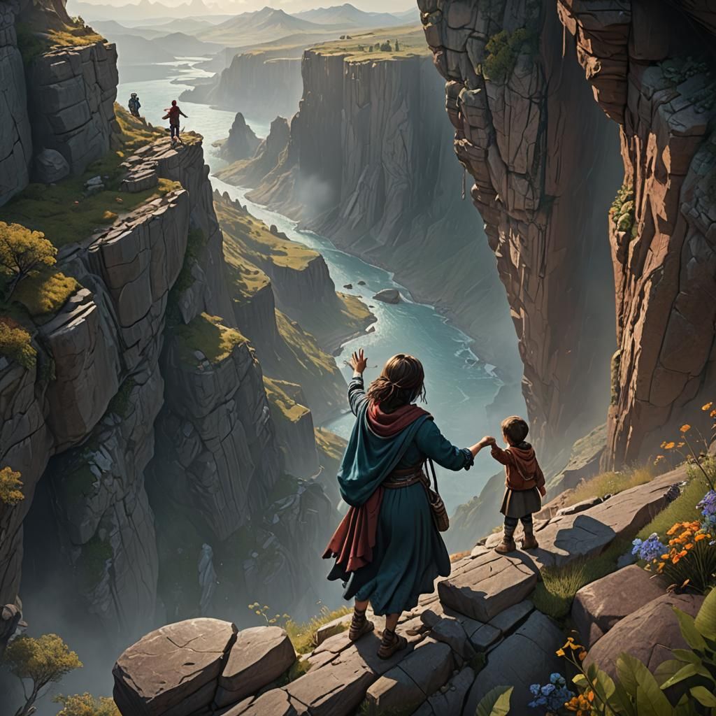 Tired Mother's Reach: A Matte Painting in Deep Color