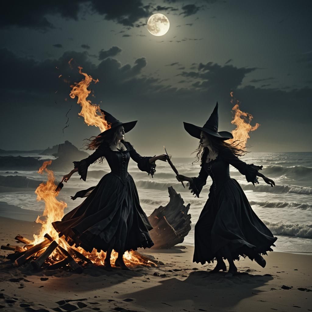 Eerie Witches Dancing in Dark Gothic Fantasy