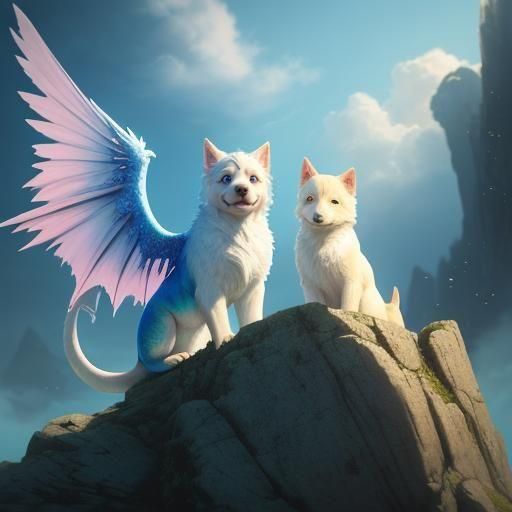 Dragon-winged Puppy: Pixar-style 3D Digital Art