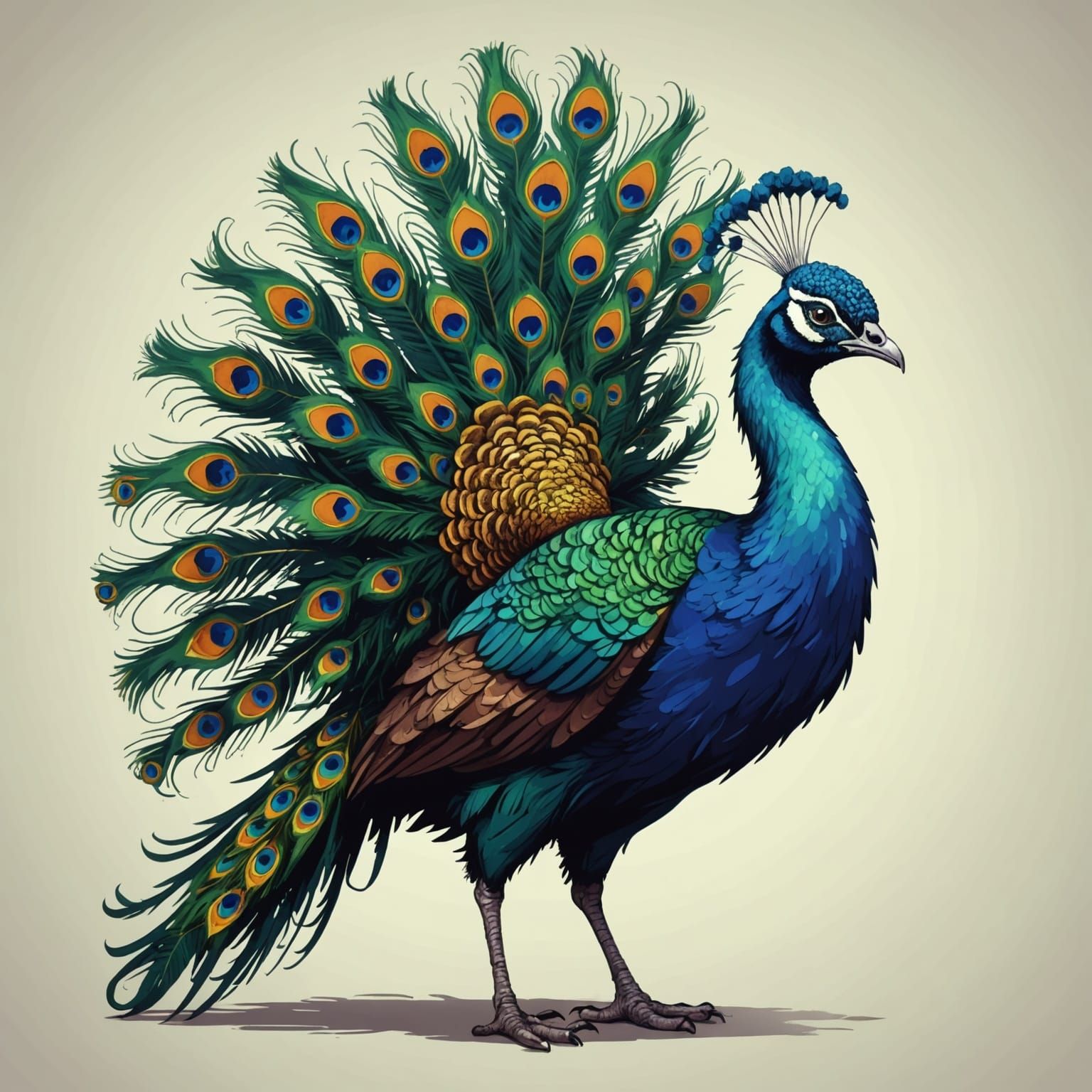 Vibrant Zombie Peacock in a Post-Apocalyptic Aesthetic