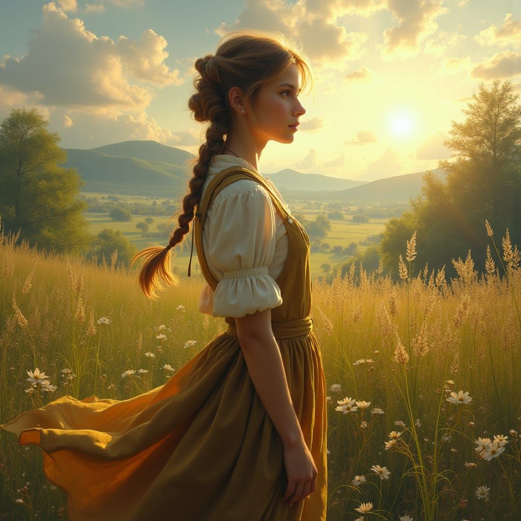 Peasant Girl Portrait in Dutch Masters Style