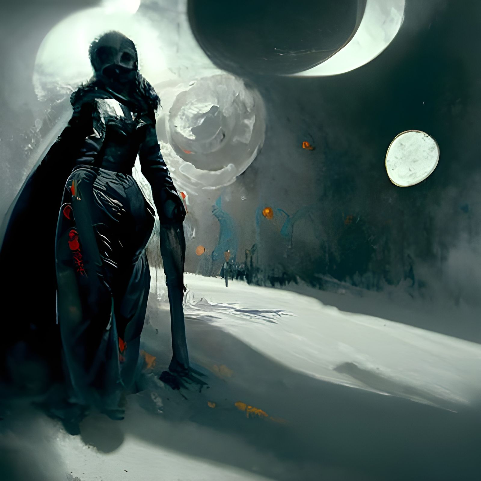Sinister Woman on the Moon: Digital Art