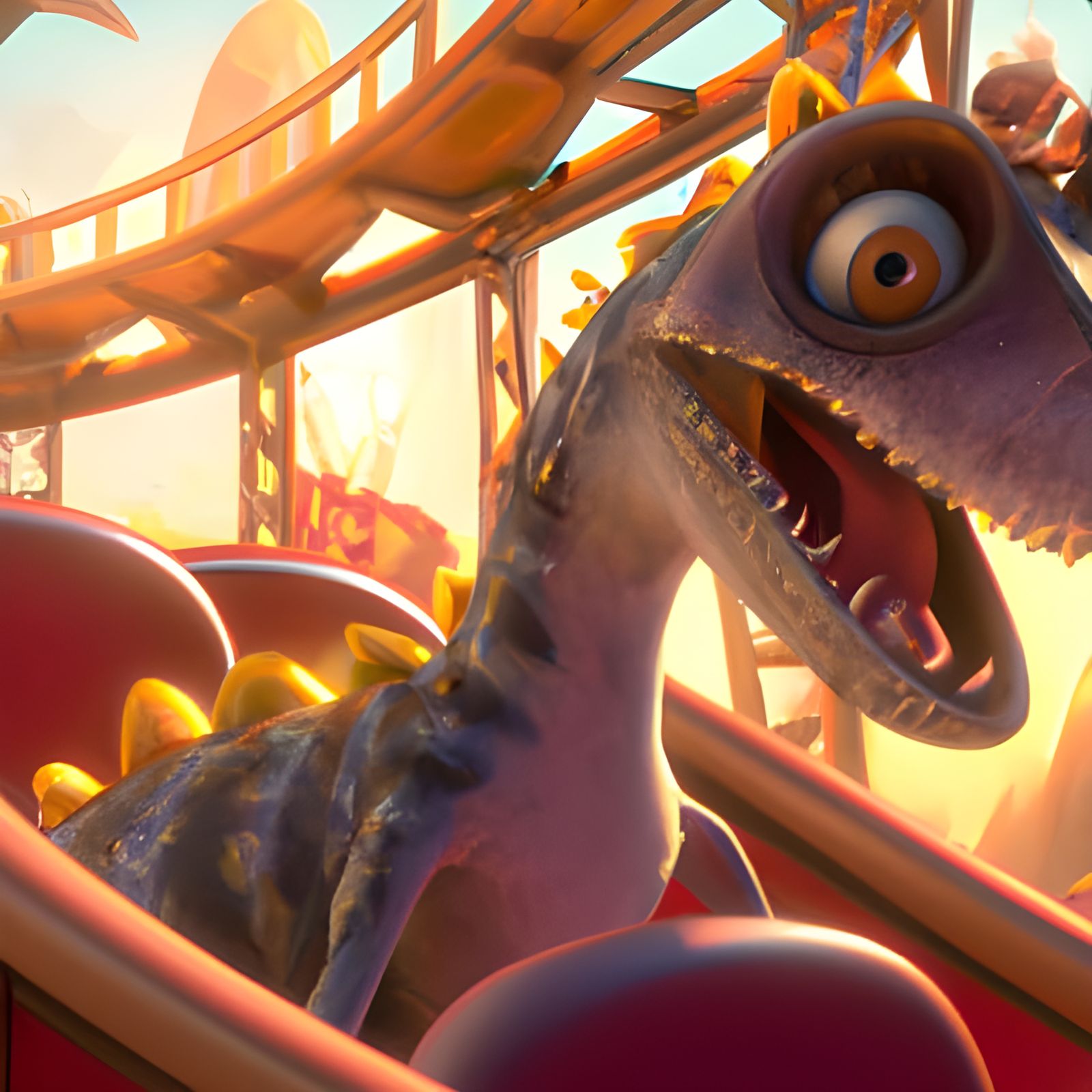 Chibi Dinosaur's Rollercoaster Adventure in 3D