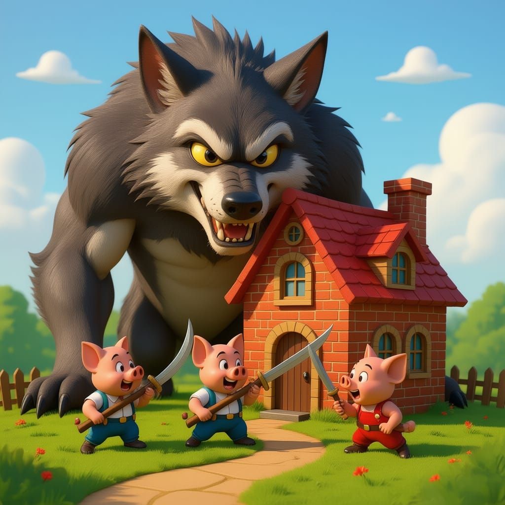 Three Little Pigs Prepare to Fight Back