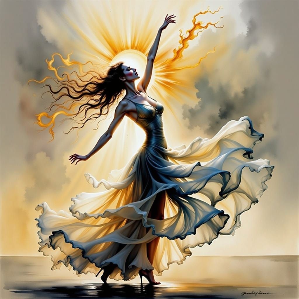 Sunrise Dancer in a Dress of Light