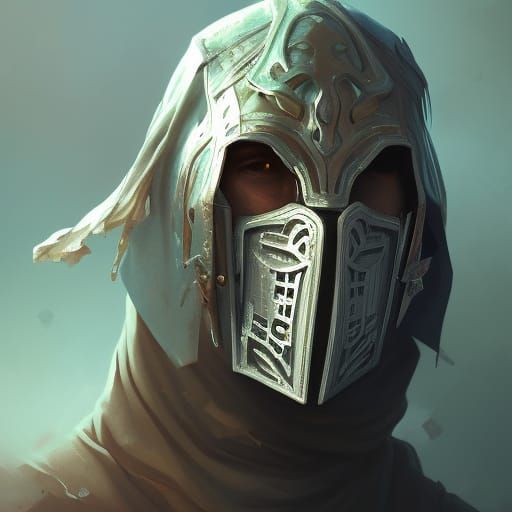 Masked Cultist Portrait in Art Nouveau Style