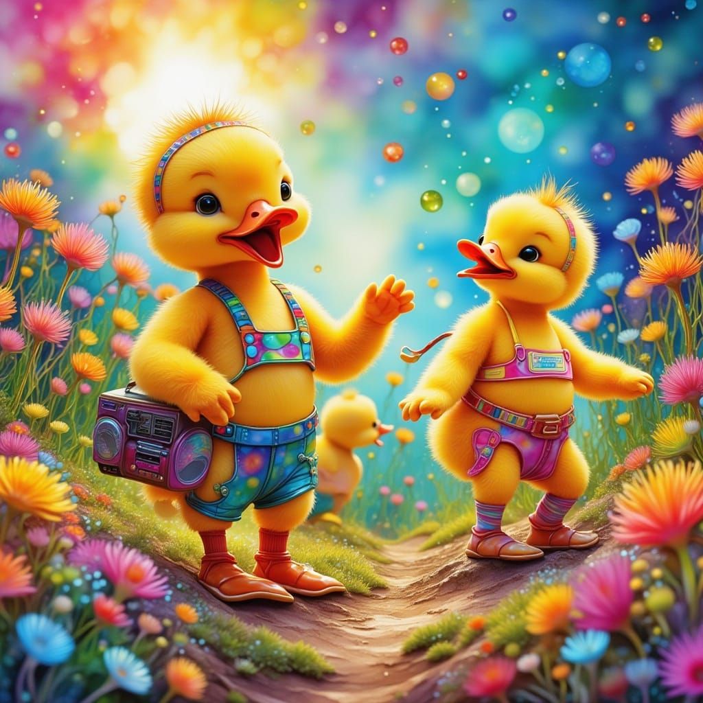 Ducklings Dancing in Candyland Field, 80s Style