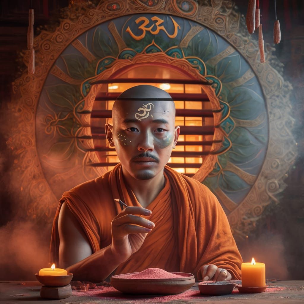 Tibetan Monk Creating Mandala Art