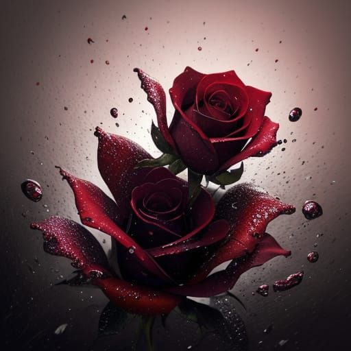 Hyperrealistic Rose with Dewdrops in Dramatic Lighting