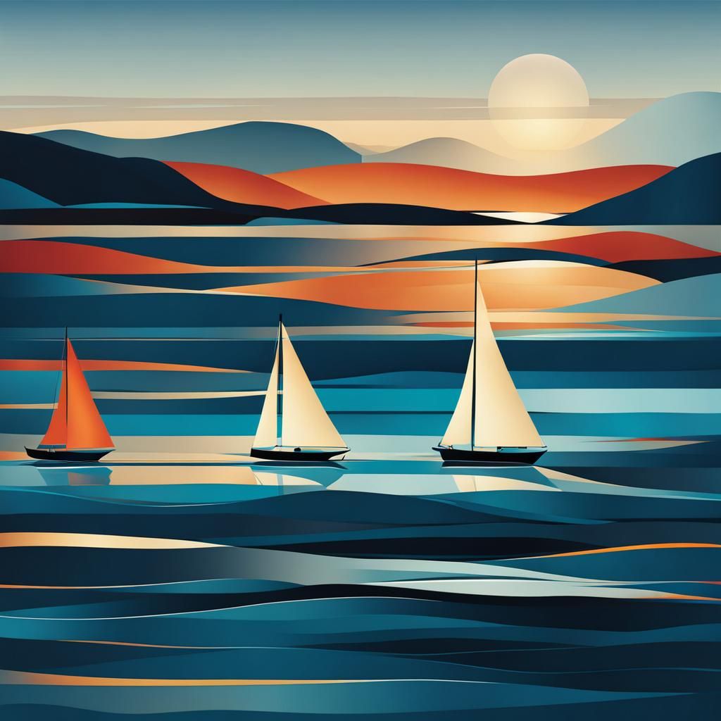 Abstract Twilight Sailing: Modern Art Rendering