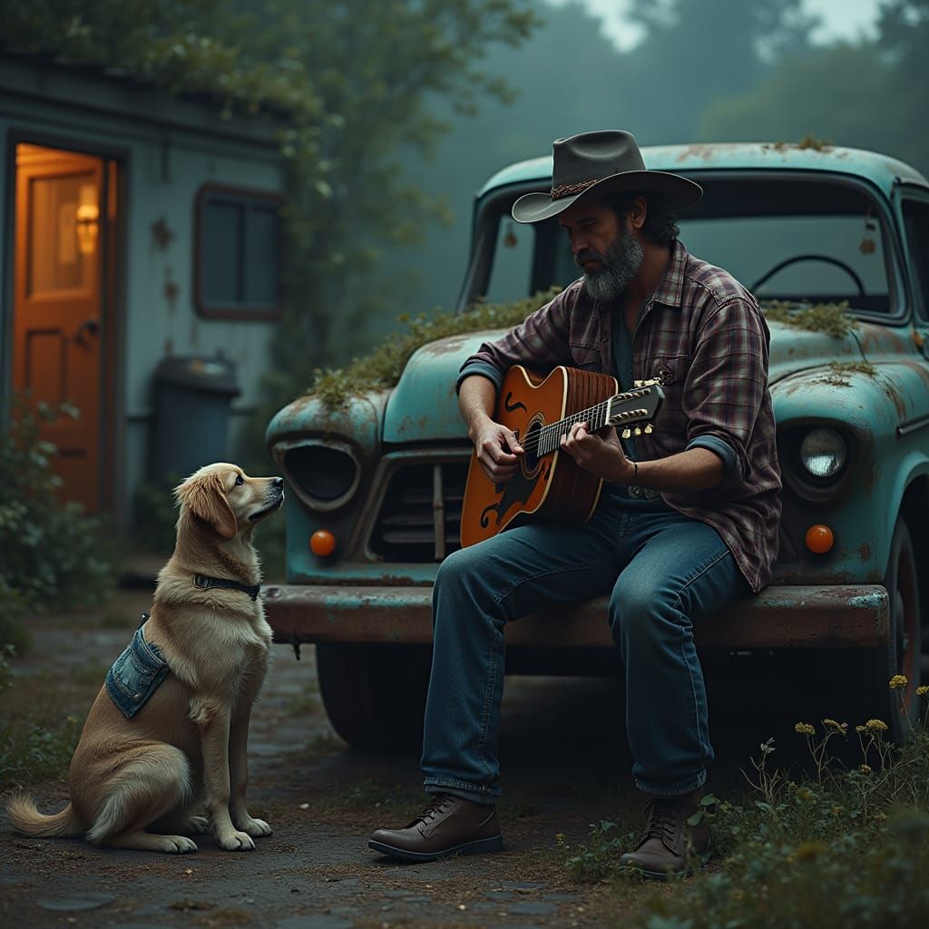Soulful Cowboy Serenade in a Gritty Trailer Park