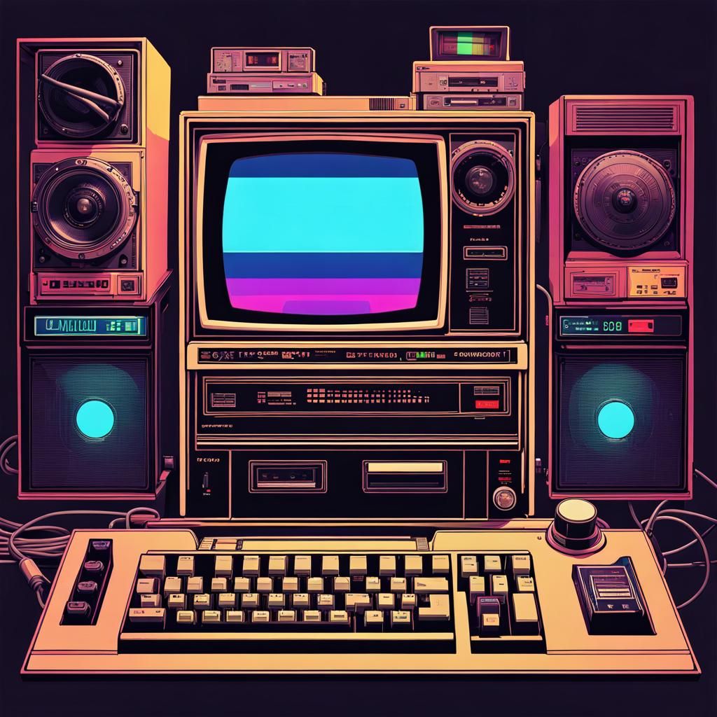 Vaporwave Commodore 64 Gaming Setup