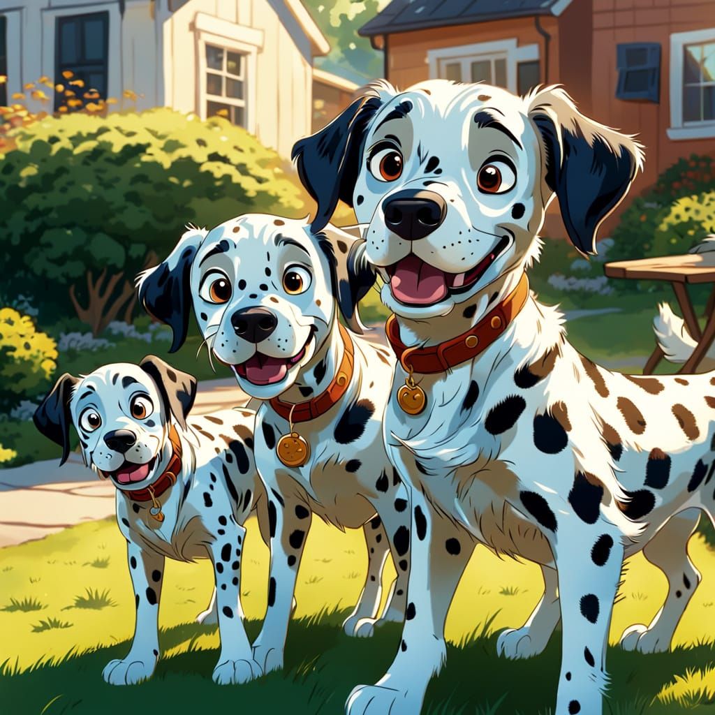 Playful 101 Dalmatians Cartoon Illustration