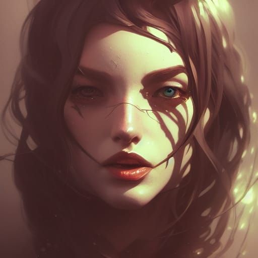 Detailed Witch Portrait in Hyperdetailed Splash Art