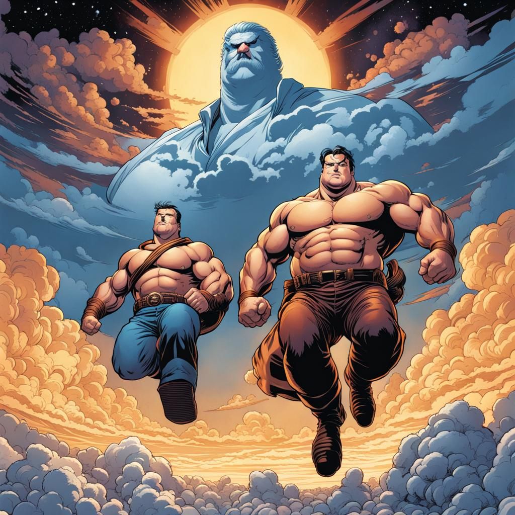 Middle Aged Dad with Mechanical Legs in Comic Art