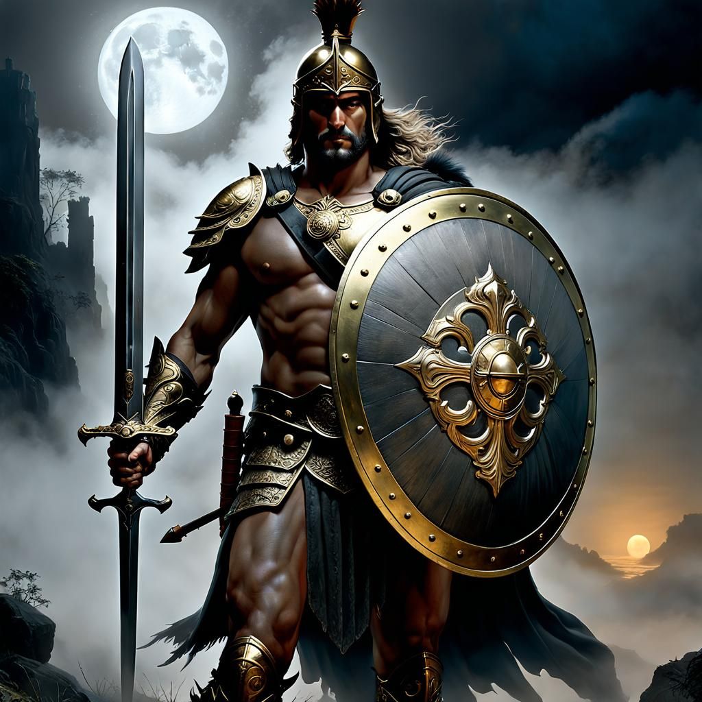 Roman Warrior in Digital Baroque Style