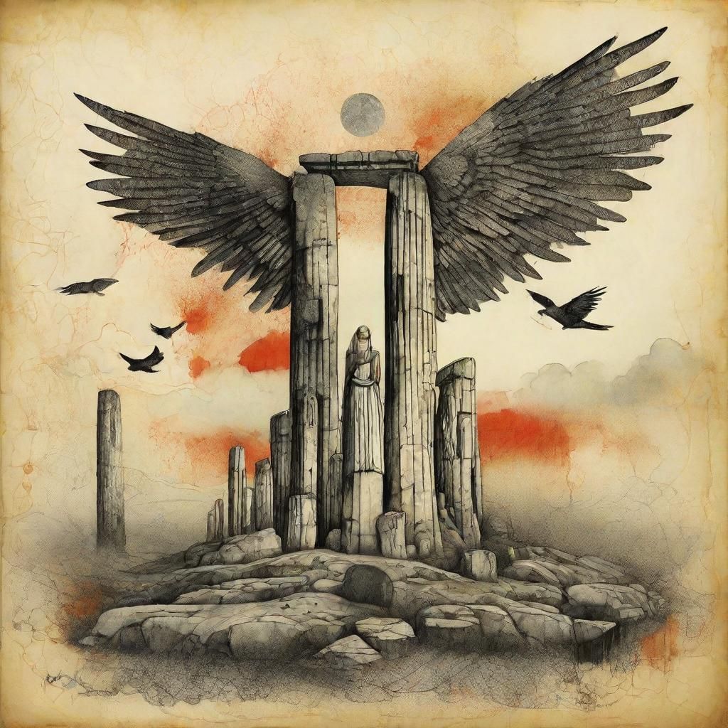 Banshee Flies Over Stonehenge in Ebru Style