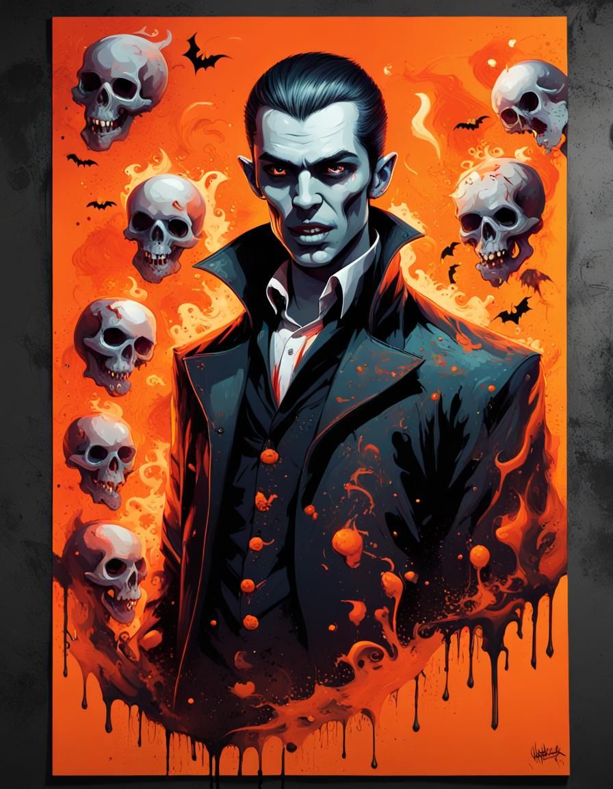 Halloween Vampire Poster in Graffiti Street Art Style
