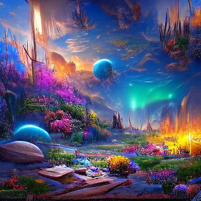 Cosmic Alien Zen Garden in Scifi Style