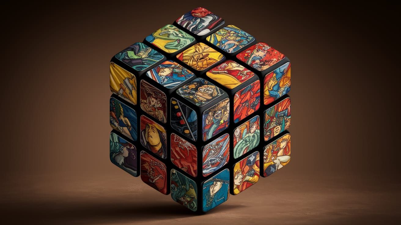 A Whimsical Masterpiece: Intricately Detailed Rubik's Cube i...