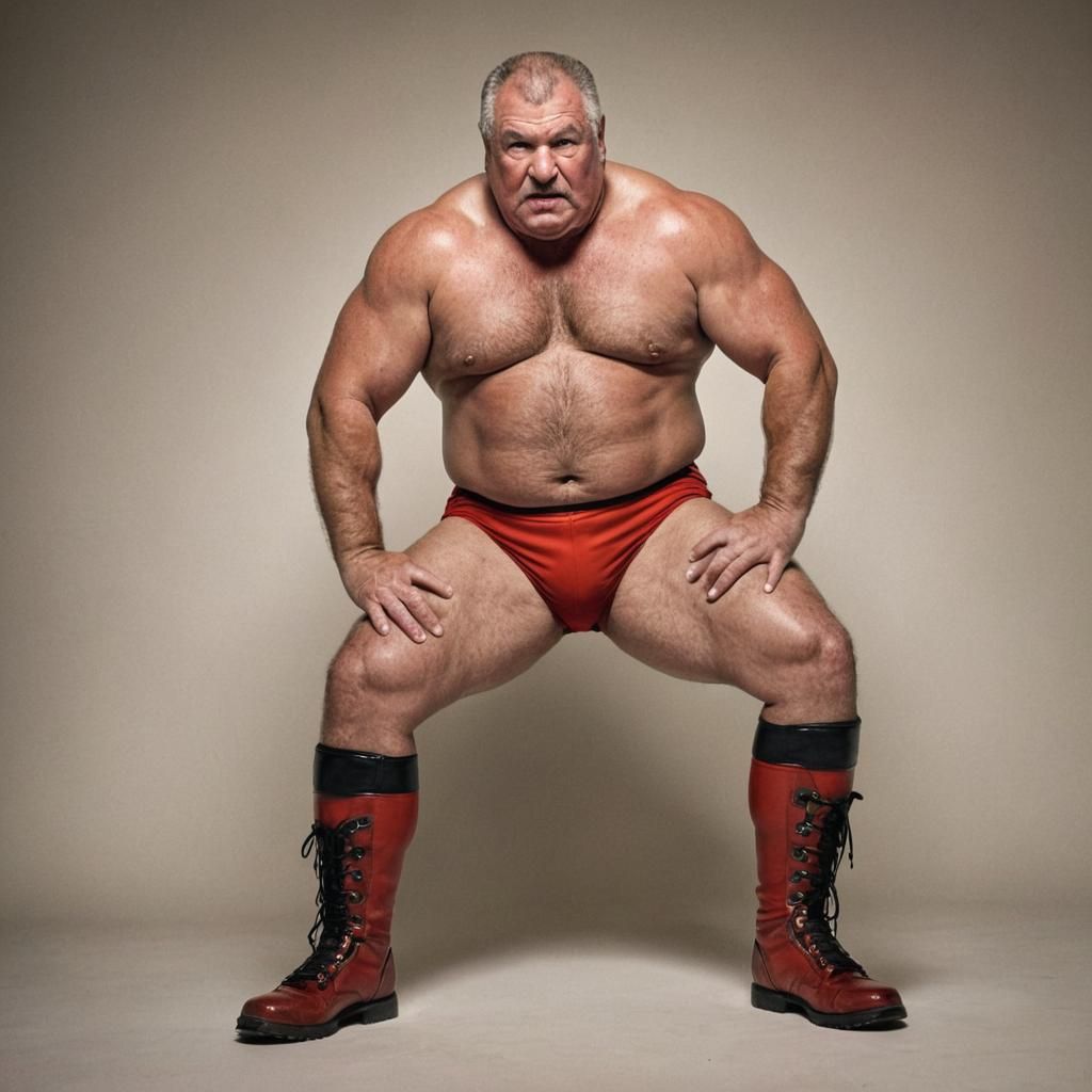 Defiant Wrestler Poses in Dynamic Sports Photography