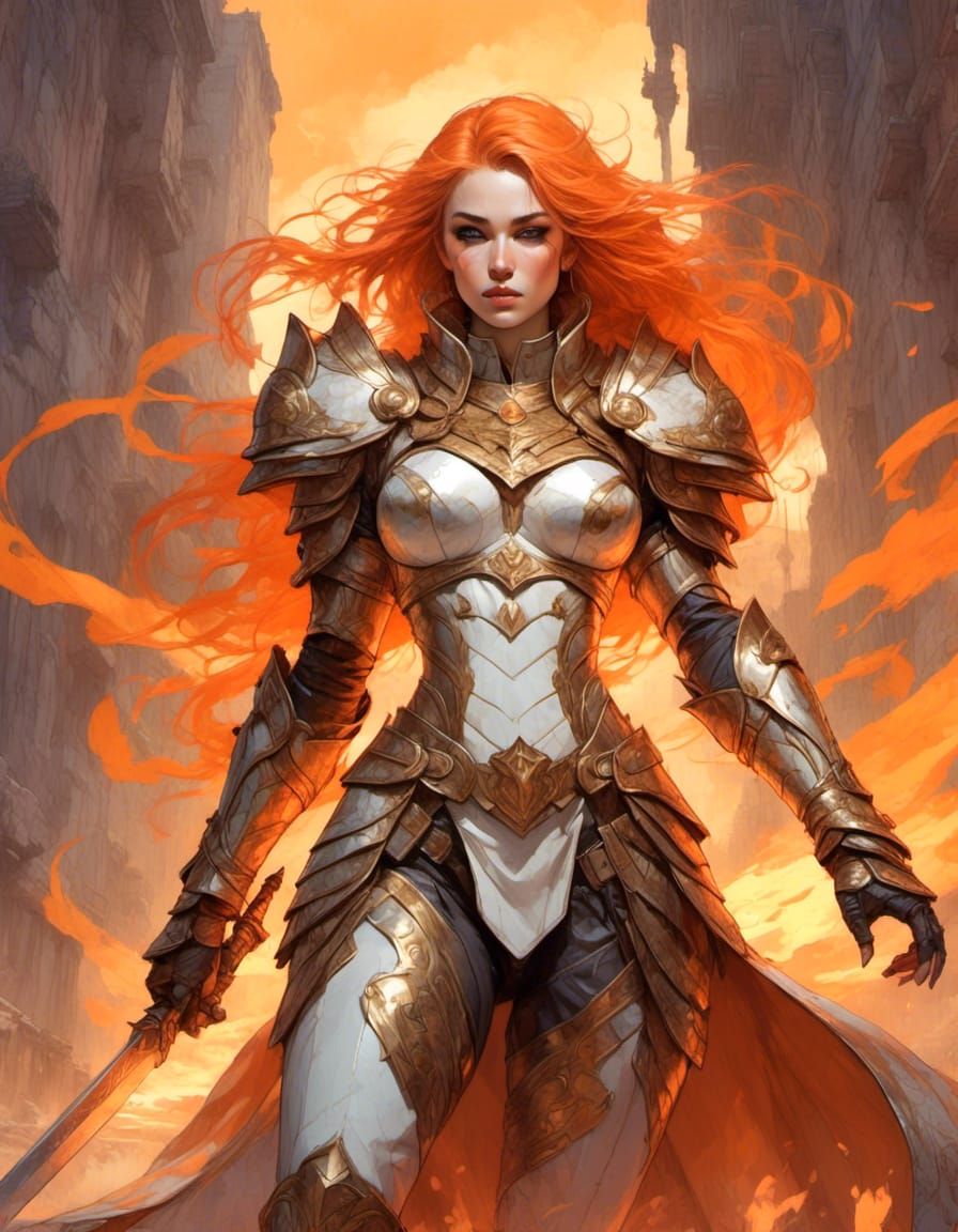 Epic Evil Paladin in Fiery Dreamcore Aetherpunk Style