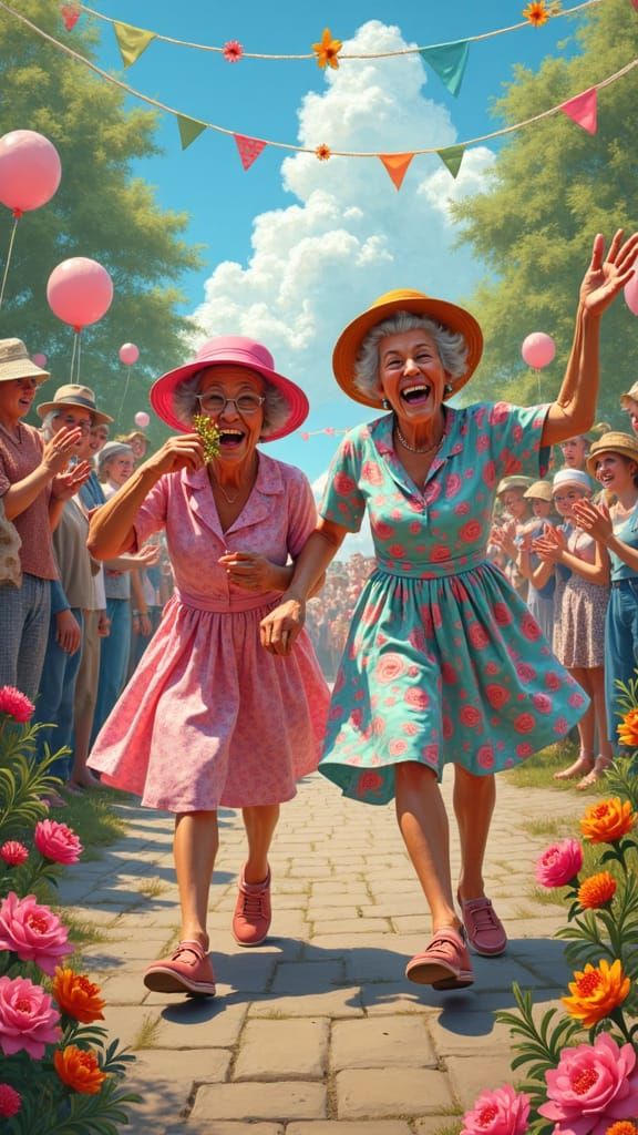 Joyful Flower Show Scene in Impressionist Style