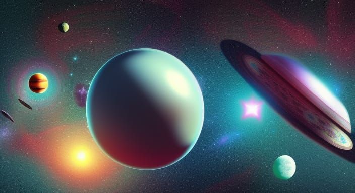 Spaceship Observes Galaxy with Strange Planets