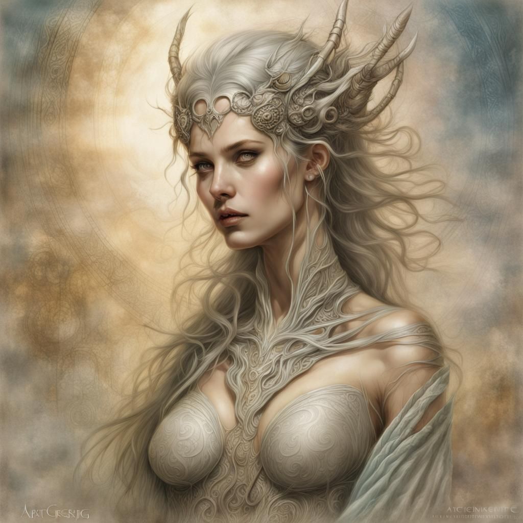 Dreamy Woman in Pastel Tones, Romantic Fantasy Art