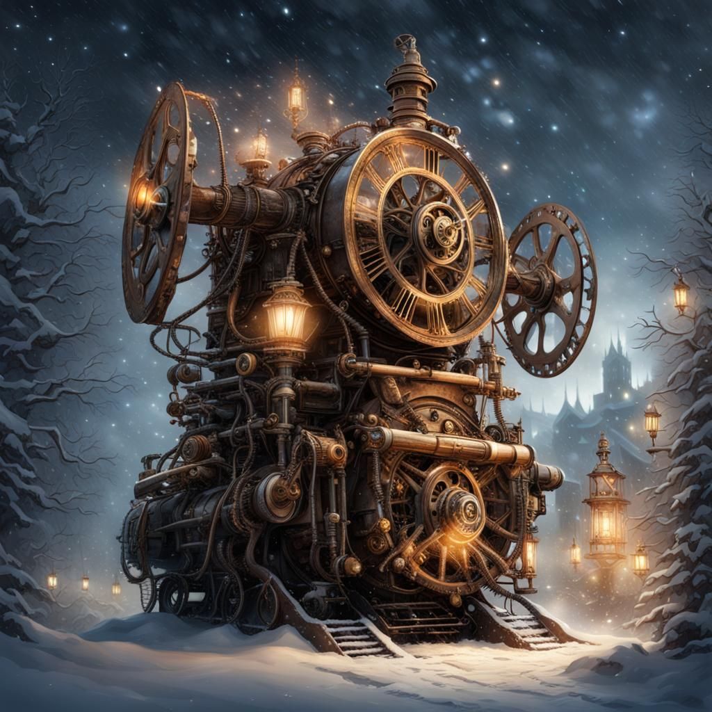 Steampunk Christmas Tree Radiates Holiday Magic