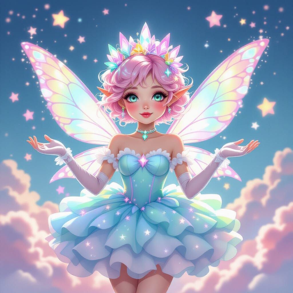 Sugarcloud Pixie with Candy Gems and Pastel Wings