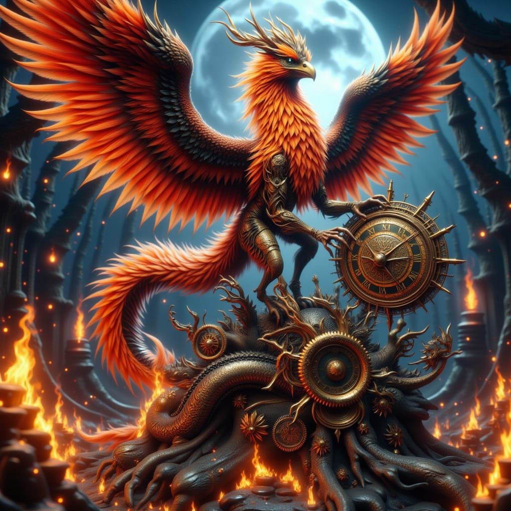 Clockwork Phoenix Rises in Neo-Baroque Style