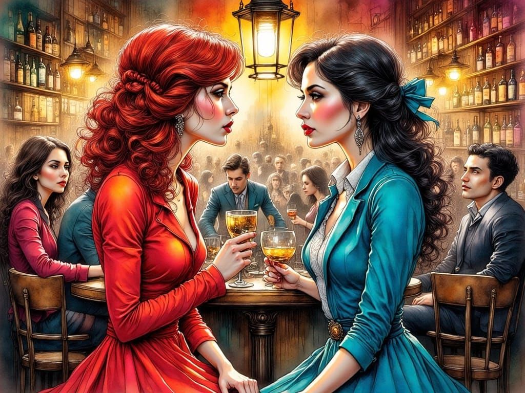 Kate Bush vs Renee Fleming in Ink Style