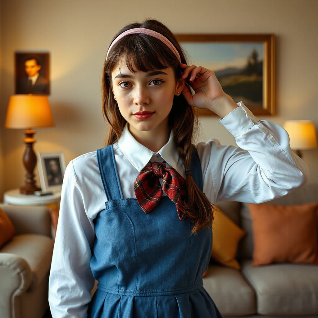 Young Woman Adorns Crossdressing Partner with a Pink Headban...