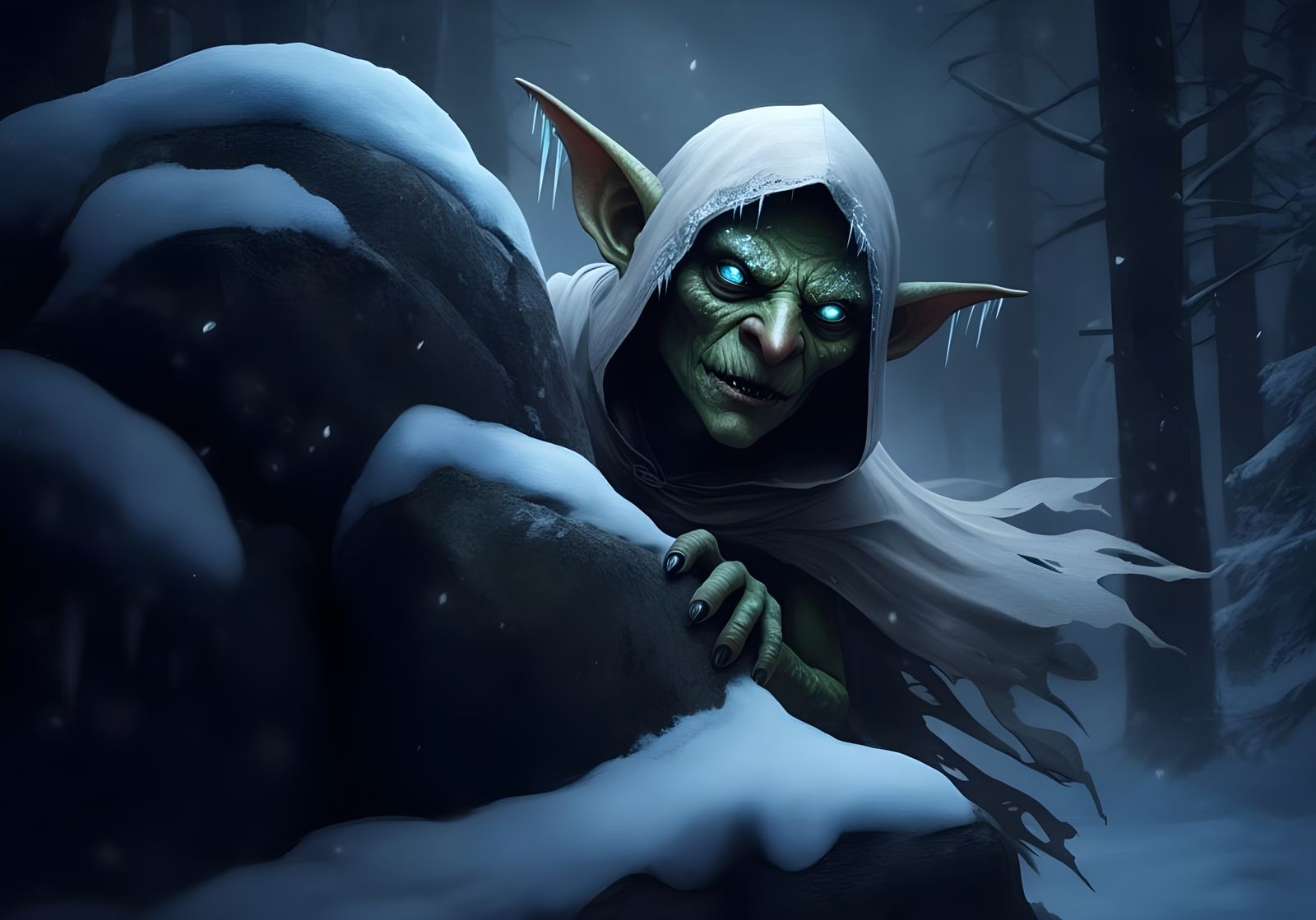 Evil Ice Goblin Scout in Dark Fantasy Style